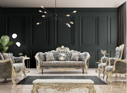 Klassische Chesterfield Barock Couch Wohnzimmer Möbel Komplett Set 5tlg